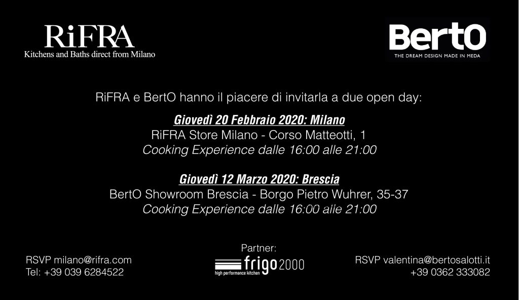 BertO and Rifra Event: the pleasure of the palate meets the pleasure of comfort.