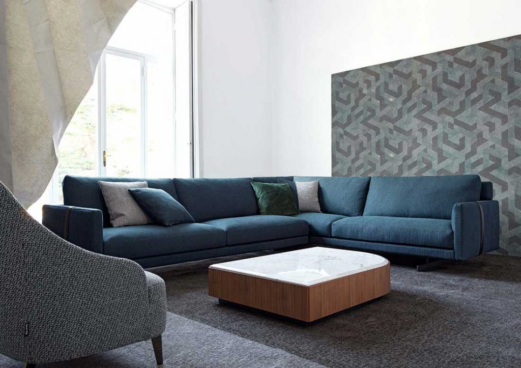 Dee Dee blue corner sofa by BertO, the dream design made in Meda