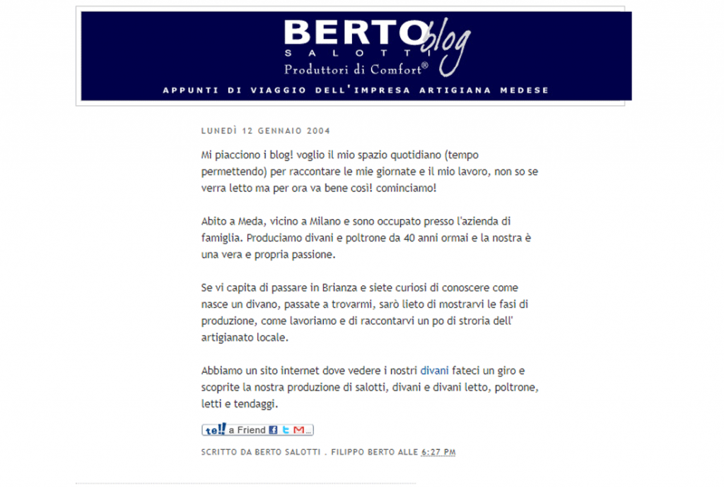 Berto Blog first Blog by Berto Salotti dated 2004